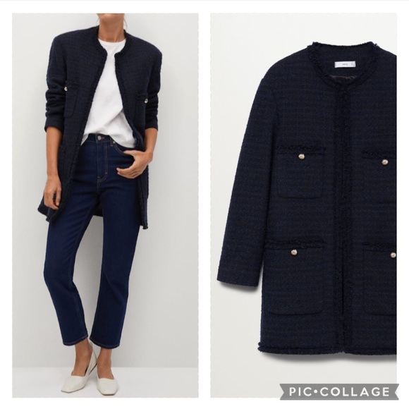 Mango Jackets & Blazers - MANGO last 2 🔥 wool blend tweed collarless coat blogger zara competitor brand
